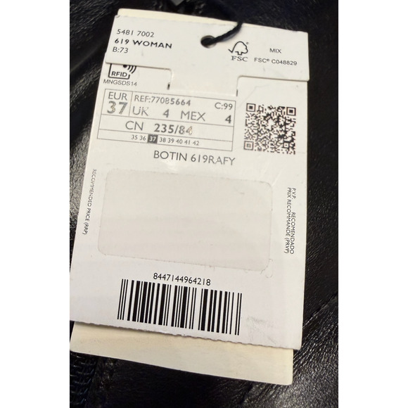 NEW MANGO MNG BLACK LEATHER HEELED BOOTIES BOOTS SZ 37 US 6.5 - Picture 7 of 10